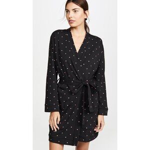 Plush M Heart Pattern Long Sleeve Short Tie Robe